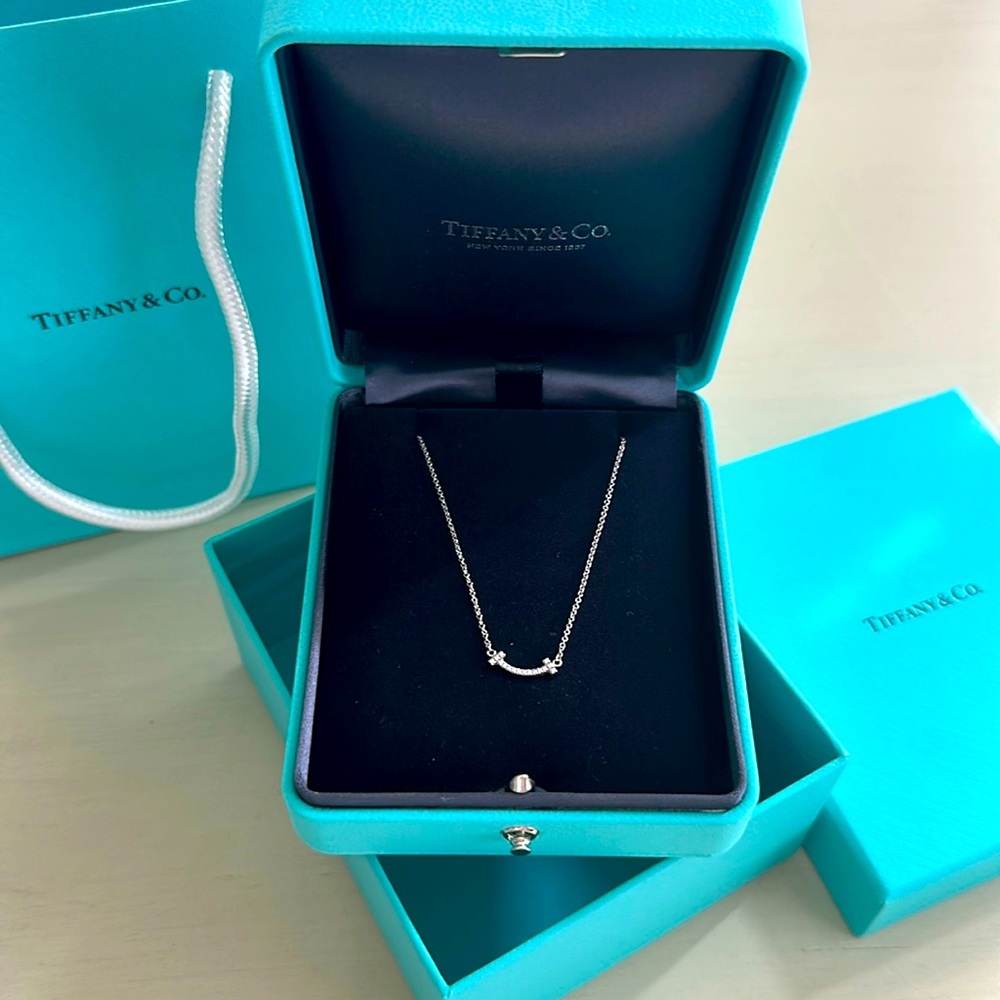 Tiffany T Smile Diamond Pendant in White Gold